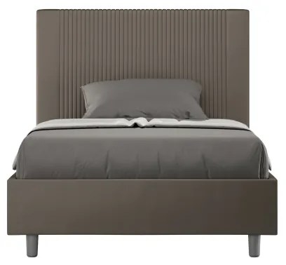 Letto senza rete imbottito 140x190 similpelle cappuccino Goya