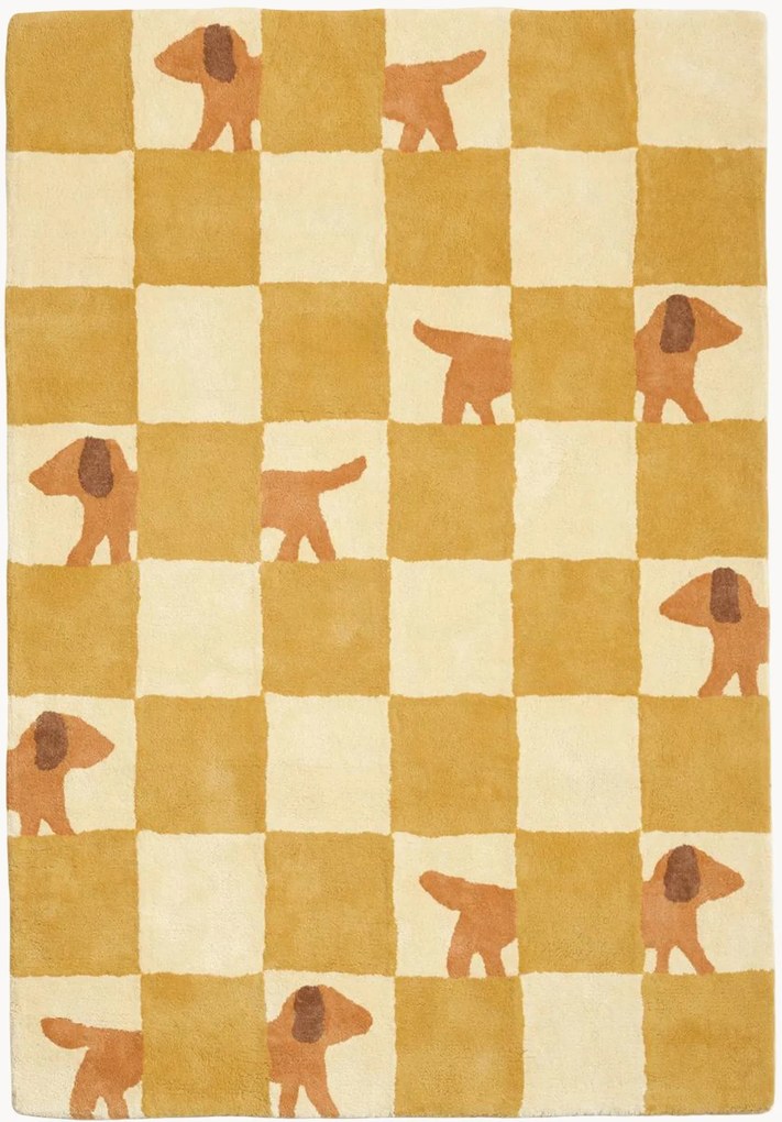 Tappeto per bambini fatto a mano con motivo a quadri Walter Ochre Checkered, varie misure