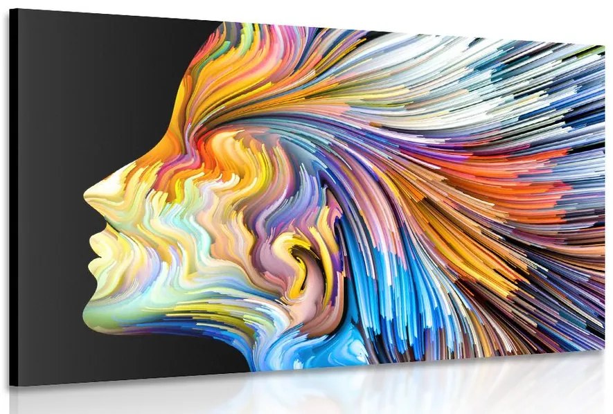 Quadro su tela – Profilo colorato di volto femminile