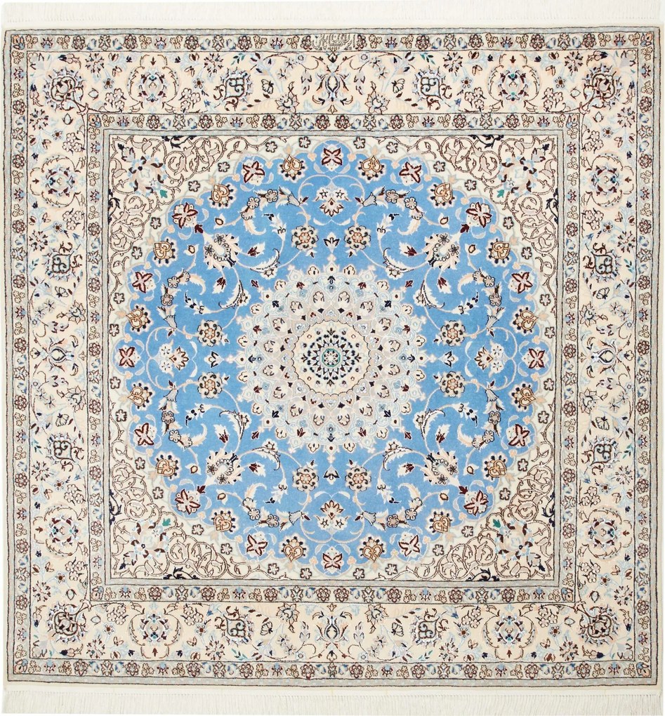 Nain Tappeto 150 x 150 Blu (Iran) Annodato A Mano