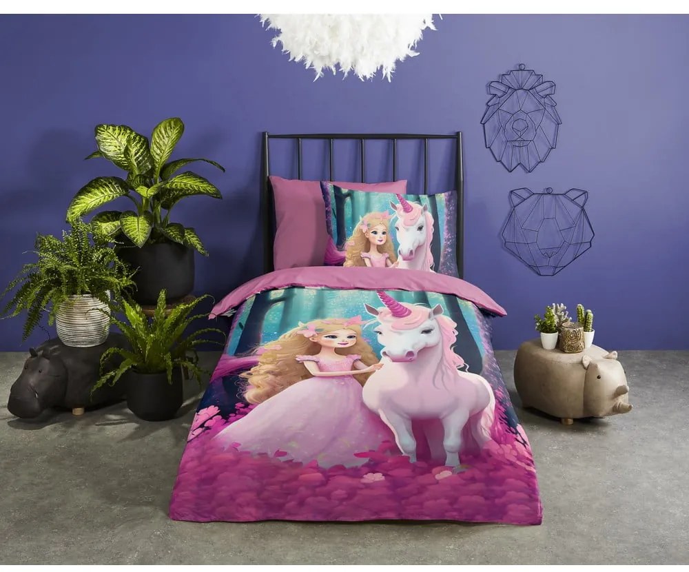 Set copripiumino e federa da bambini rosa in microfibra per letto singolo ed esteso 140x220 cm Julia – Good Morning