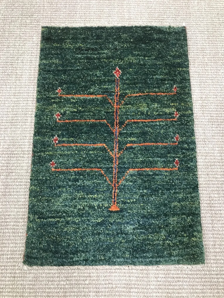 Gabbeh Tappeto 60 x 40 Verde (Iran) Annodato A Mano