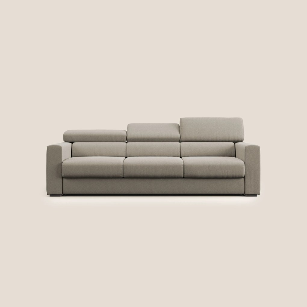 Dylan divano a 3 sedute con pouf estraibile poggiapiedi in tessuto simil cotone impermeabile T13 panna