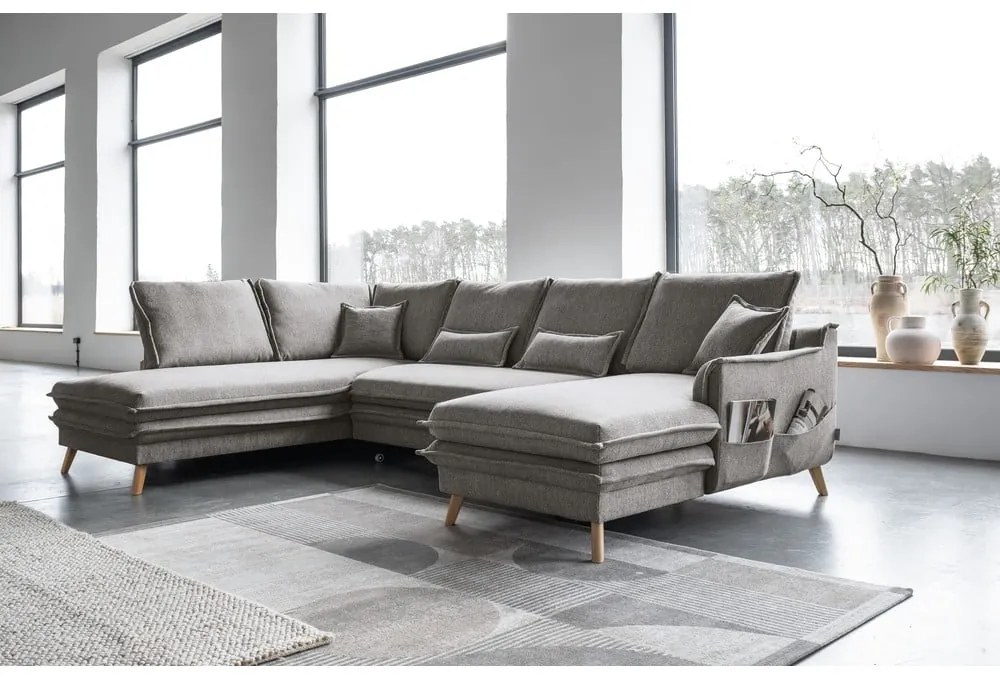 Divano letto angolare grigio (angolo sinistro/"U") Charming Charlie - Miuform
