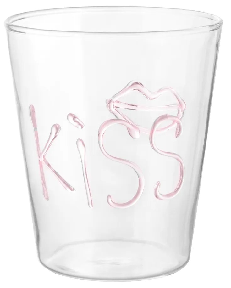 Bicchiere decoro Kiss in vetro borosilicato, 380 ml