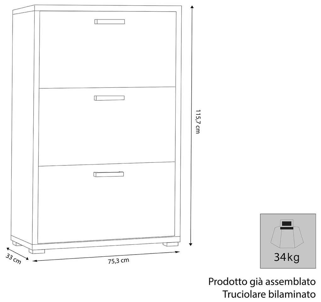 SPINE - scarpiera 3 ante a ribalta