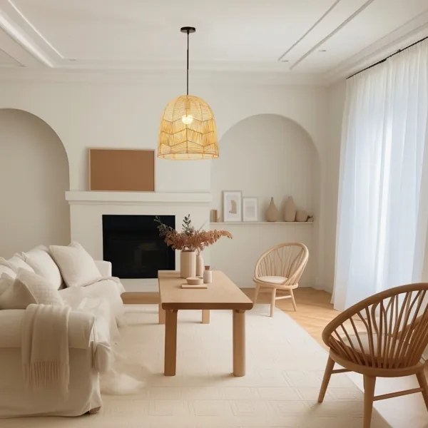 Immax 08263L - Lampadario a sospensione con filo PELO 1xE27/40W/230V diametro 50 cm rattan