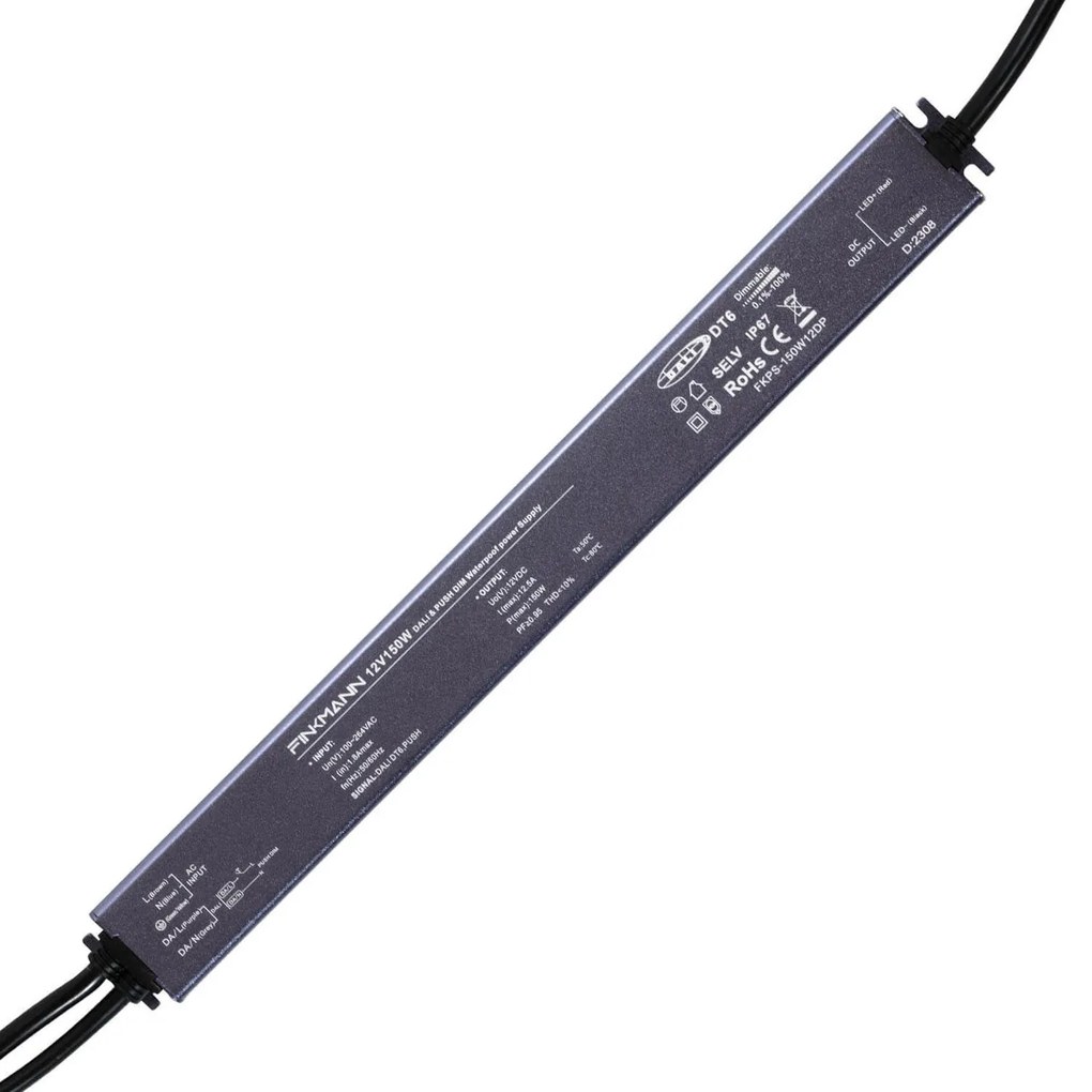 Alimentatore FINKMANN 150W 12V IP67 Dimmerabile da Pulsante PUSH DALI