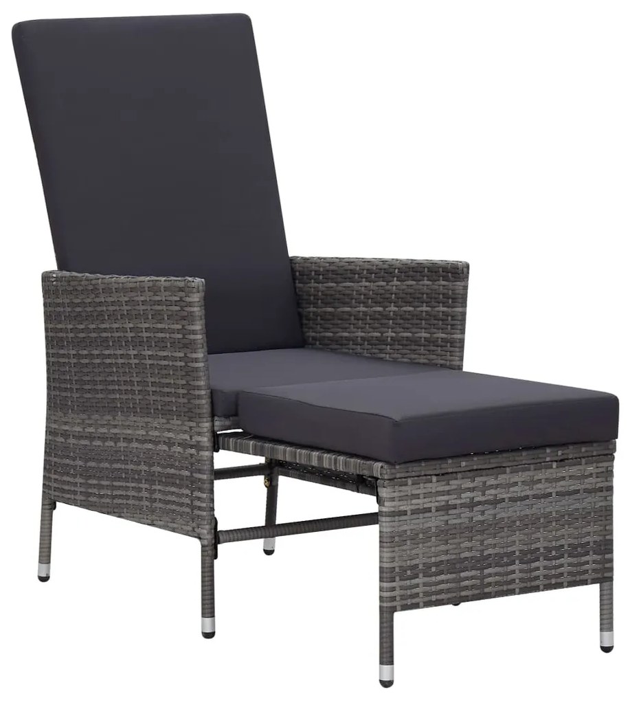 Set divani da giardino 3 pz con cuscini in polyrattan grigio