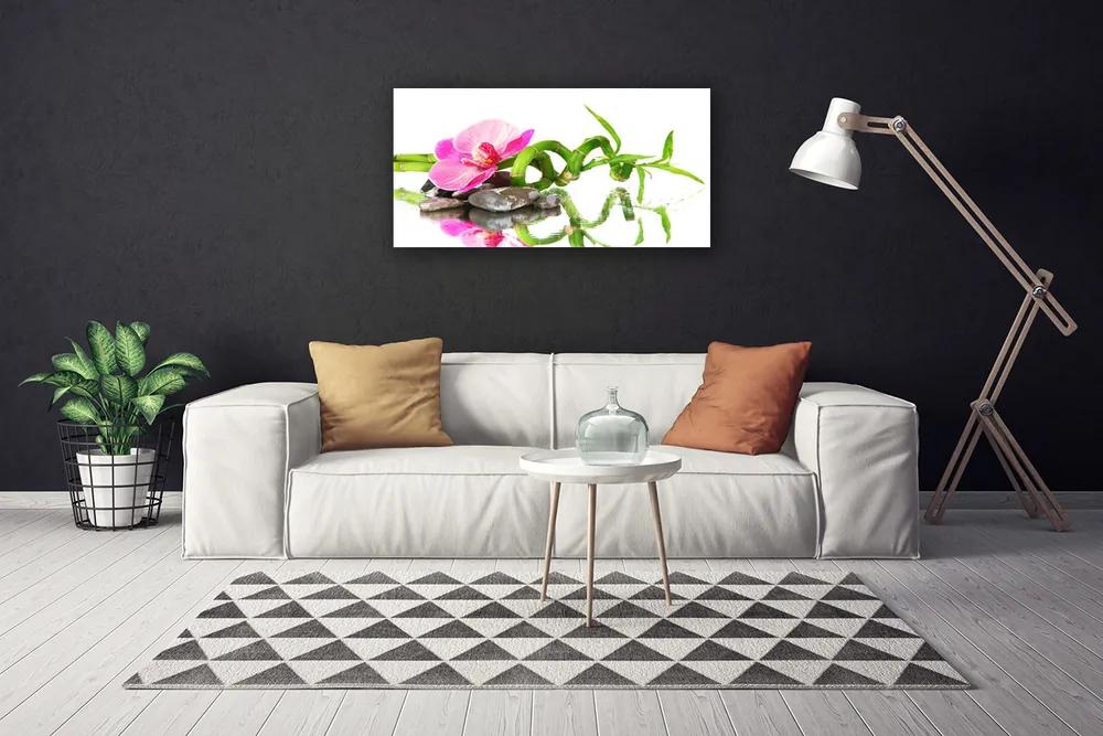 Quadro su tela Pietre di fiori di bambù Art 100x50 cm
