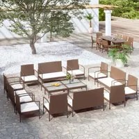 Set Divani da Giardino 16 pz con Cuscini in Polyrattan Marrone cod mxl 39199