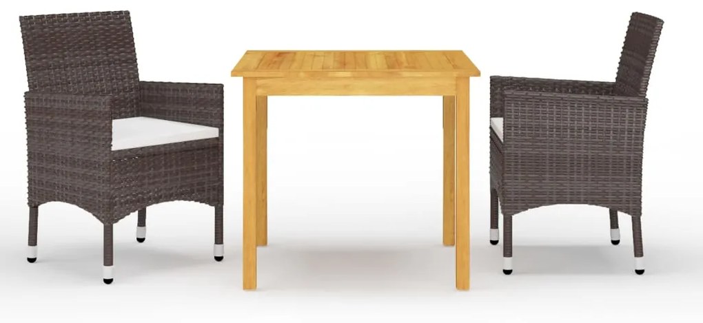 Set Mobili Da Pranzo Per Giardino 3 Pz Marrone /
