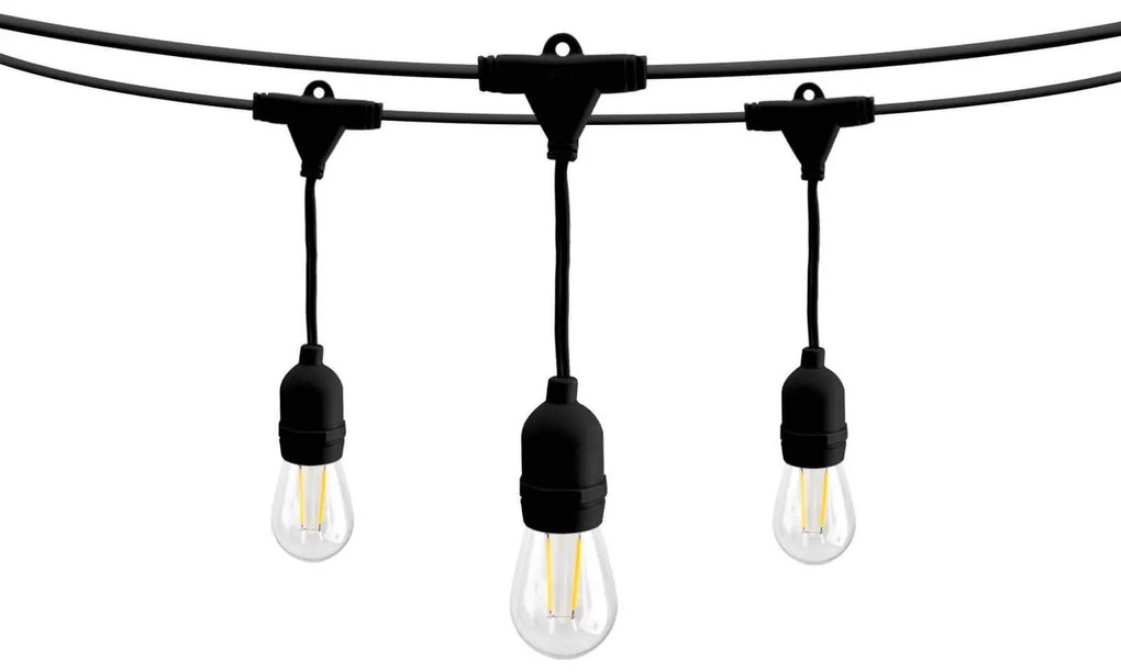 Catenaria IP65 da 10m con 10 Portalampada E27 Nero