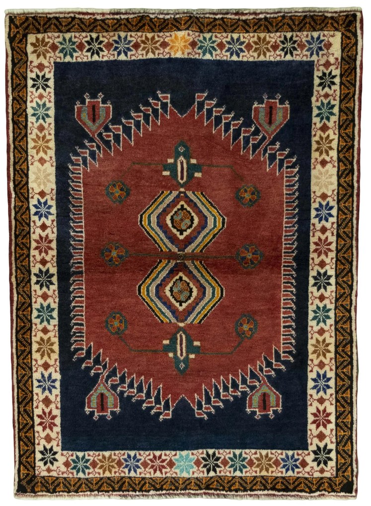 Gabbeh Tappeto 140x100 Rosso (Iran) Annodato A Mano