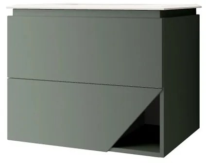Mobile bagno sospeso con lavabo L 70 x H 55 x P 45.3 cm verde opaco per vasca centrale Vintage