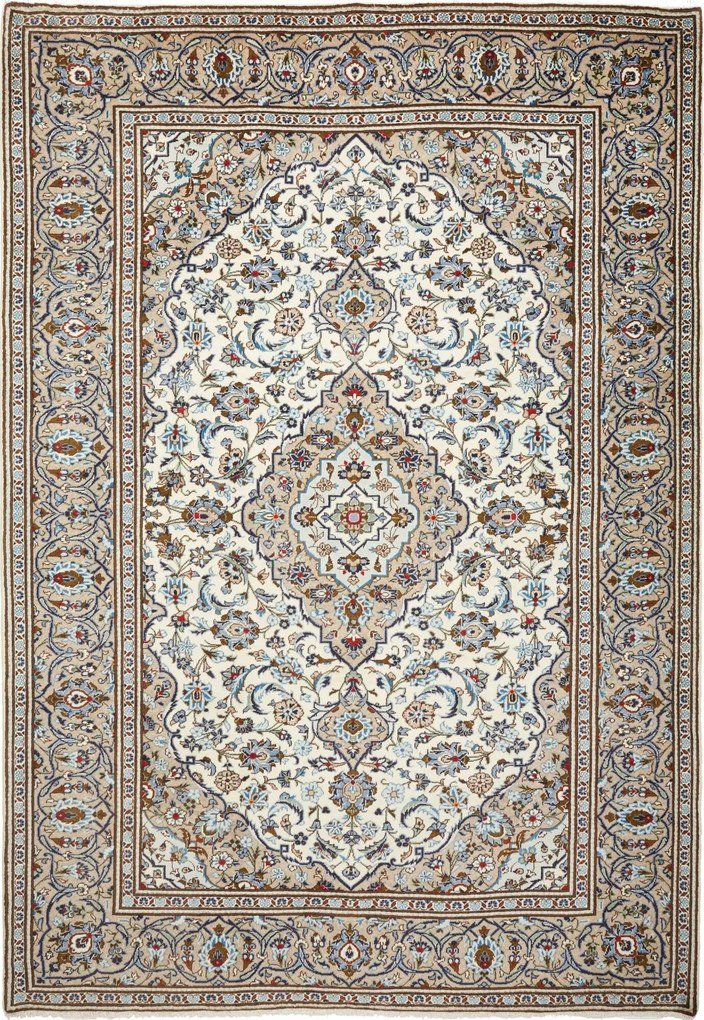 Kashan Tappeto 200 x 290 Beige (Iran) Annodato A Mano