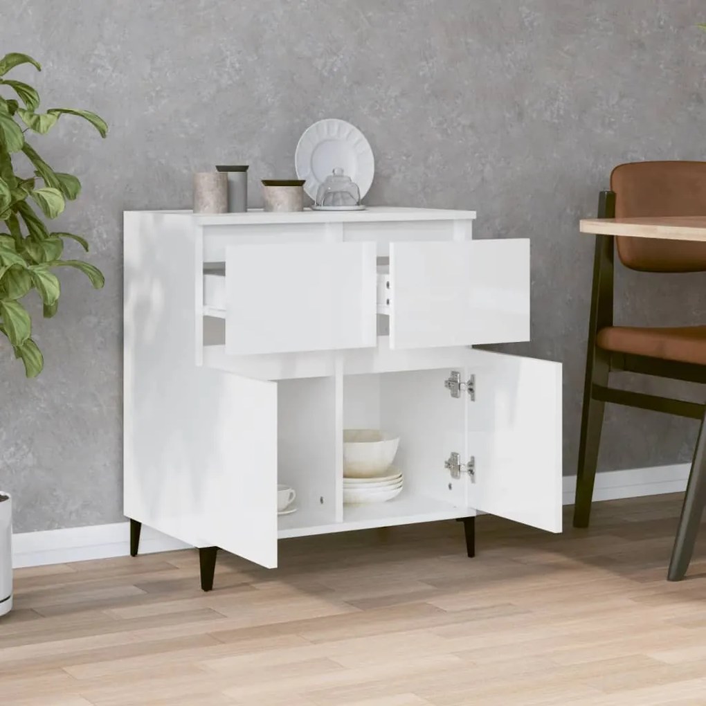 Credenza bianco lucido 60x35x70 cm in legno multistrato