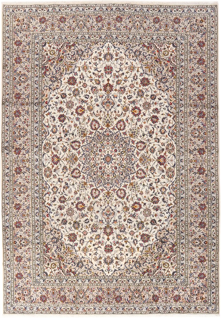 Kashan Tappeto 360x250 Beige (Iran) Annodato A Mano