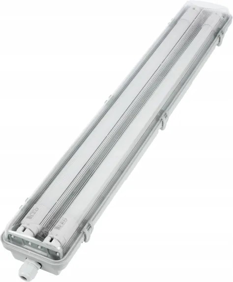 Apparecchio fluorescente tecnico LED T8, 2x G13, 10W, 230V, 6000K, 60 cm, IP65, bianco