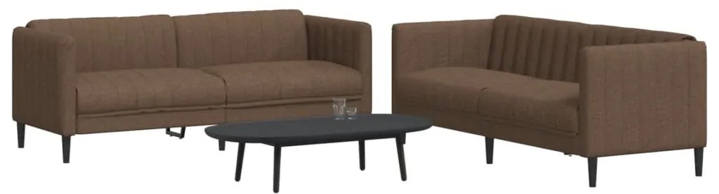 Set Di Divani 2 Pz Marrone İn Tessuto /