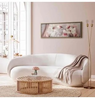 Quadro Magnolia Reflection (1 Part) Narrow In cornice di legno naturale 135x45