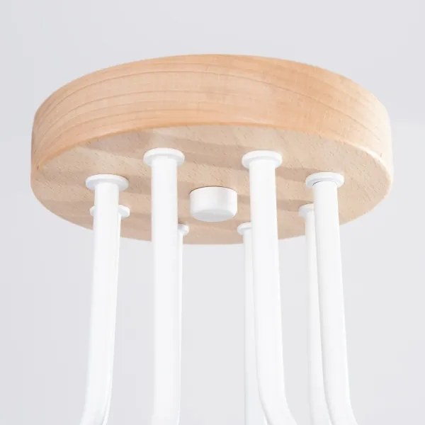 Sollux SL.1667 - Lampadario a plafone TIMBO 8xE27/15W/230V bianco/beige/faggio