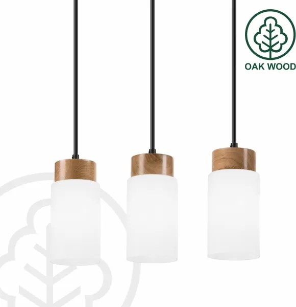 Lampadario sospeso su cavo MARKUS 3xE27/15W/230V nero/rovere