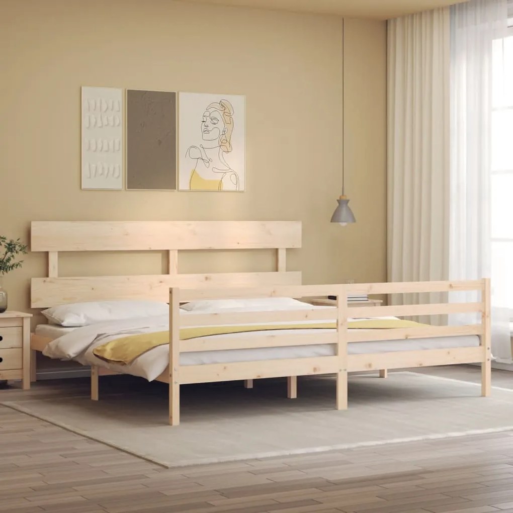 Giroletto Con Testiera 200x200 Cm İn Legno Massello /