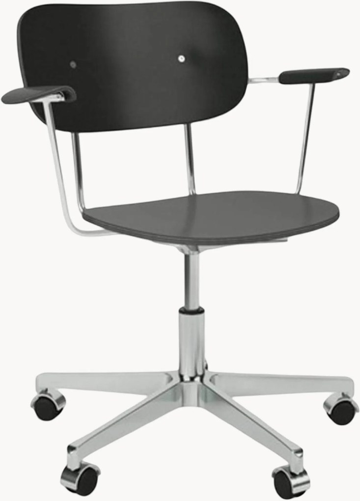 Sedia da scrivania in metallo e legno Co Task, regolabile in altezza