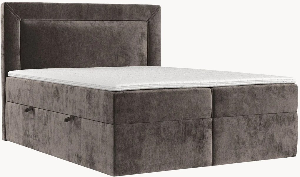 Letto boxspring in ciniglia fatto a mano con contenitore Imagine, H3
