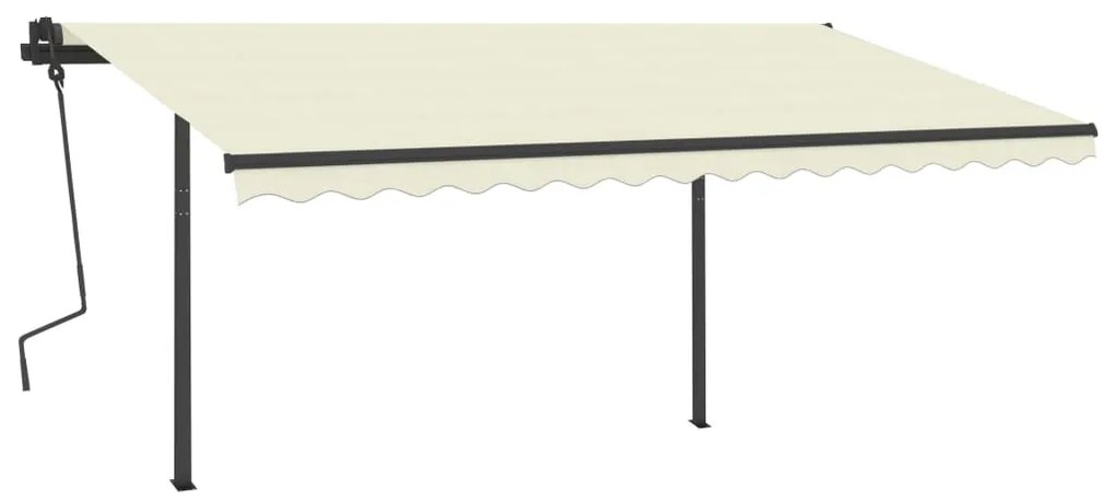 Tenda da Sole Retrattile Manuale con Pali 4,5x3,5 m Crema