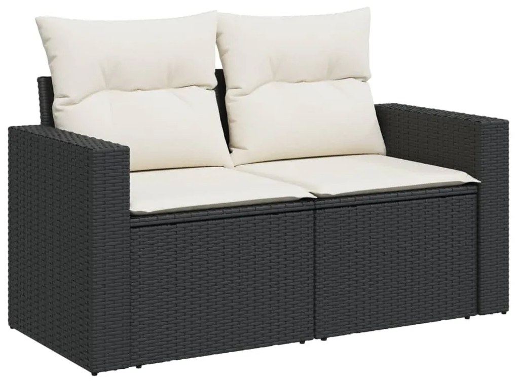 Set divani da giardino 12 pz con cuscini nero in polyrattan