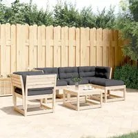 Set Divani Giardino 6 pz con Cuscini in Legno Massello di Pinocod mxl 113616