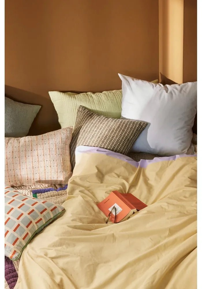 Biancheria per letto singolo/esteso in cotone beige-lavanda 140x220 cm Block - Hübsch