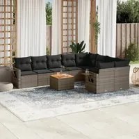 Set Divano da Giardino 10 pz con Cuscini Grigio in Polyrattancod mxl 113172