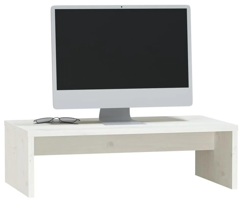 Supporto per monitor bianco 50x27x15 cm legno massello di pino