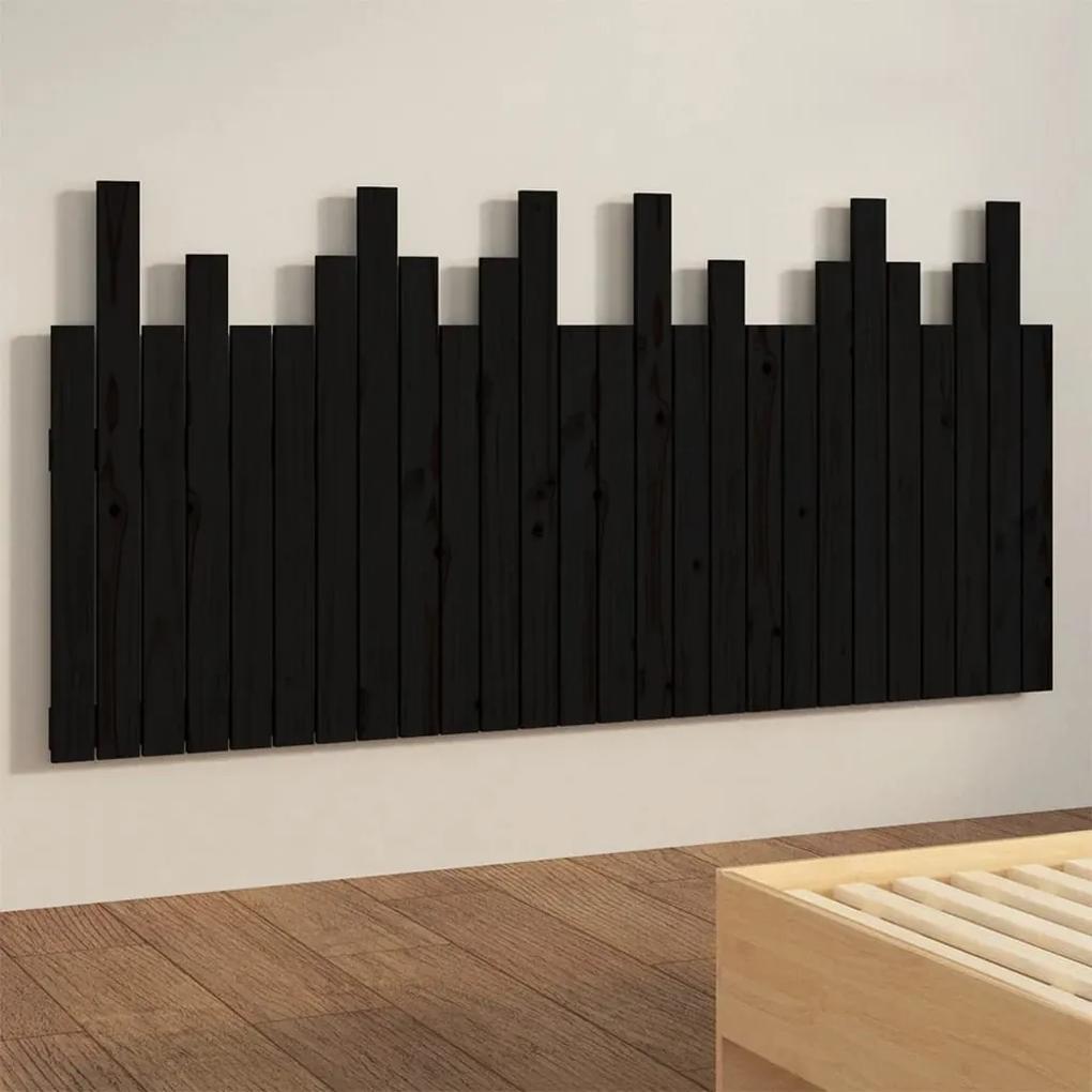 Testiera da parete nera 166x3x80 cm in legno massello di pino