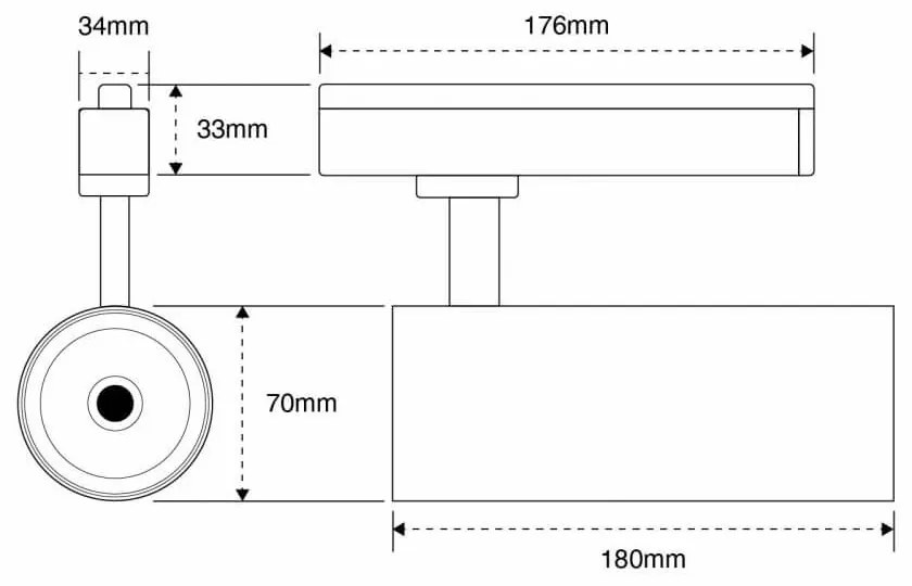 Faro LED 30W, Monofase, 38°/60°, 130lm/W, CRI92, no Flickering Colore  Bianco Caldo 2.700K