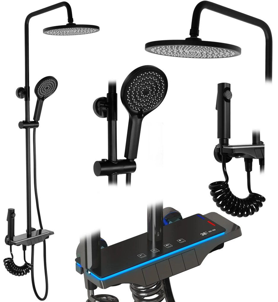 Set doccia con termostato REA Savio Led Black