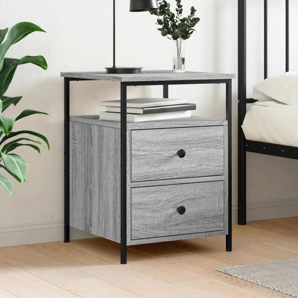 Comodino Grigio Sonoma 44x45x60 Cm İn Legno Multistrato /