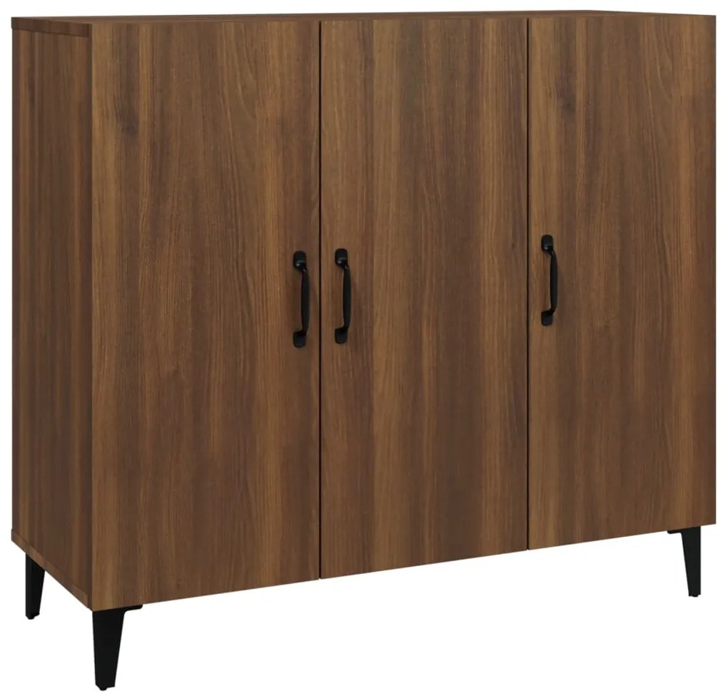 Credenza rovere marrone 90x34x80 cm in legno multistrato