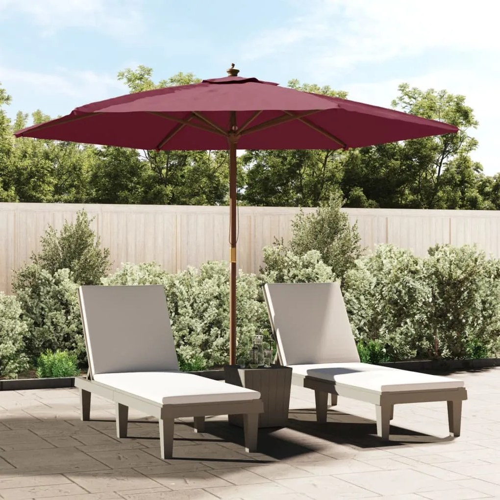 Ombrellone Da Giardino Con Palo İn Legno Bordeaux 299x240 Cm /