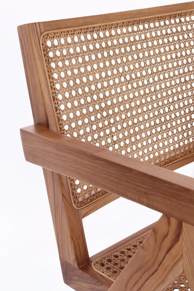 Poltrona lounge GALIA in legno di teak naturale e rattan