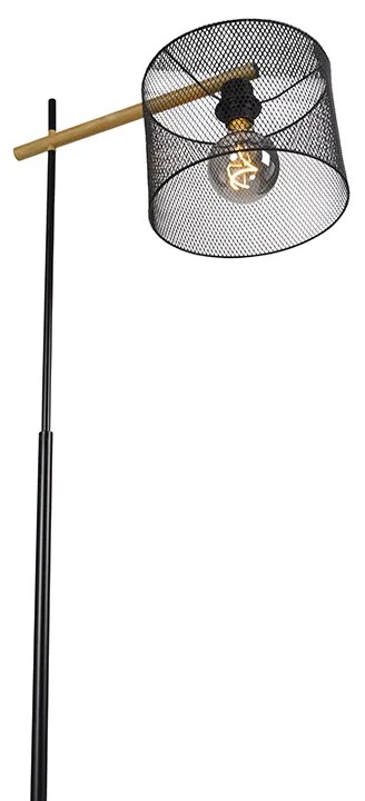 Lampada da terra industriale nera - Drum Mesh