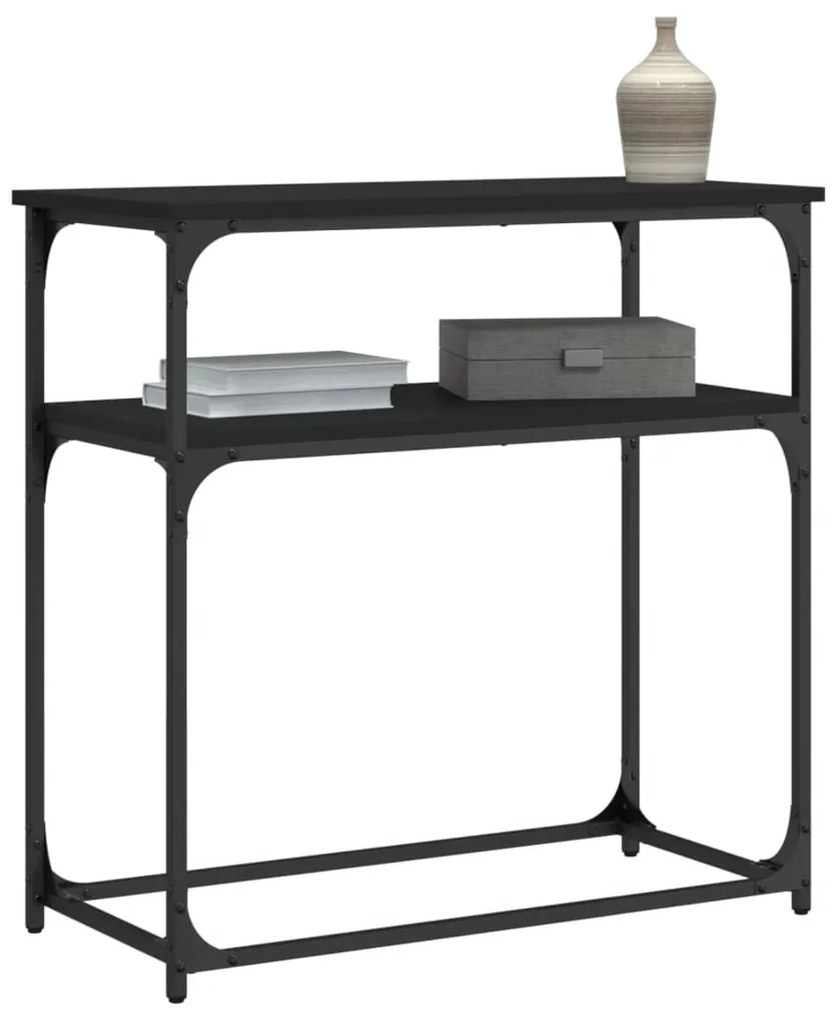 Tavolino consolle nero 75x35,5x75 cm in legno multistrato