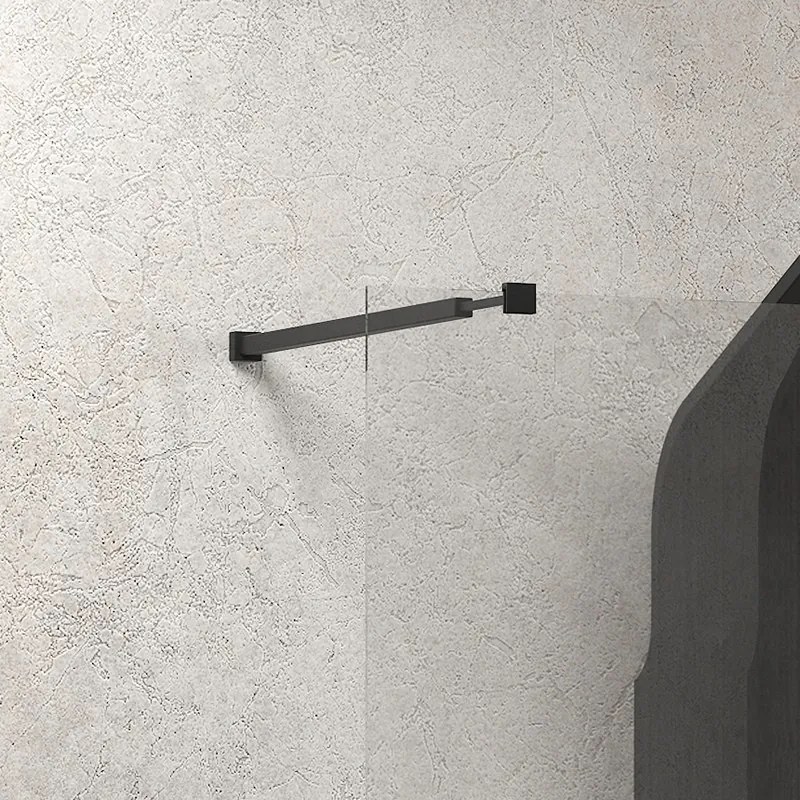 Kamalu - Parete Walk-in 170cm con staffe nere vetro trasparente KW3000N