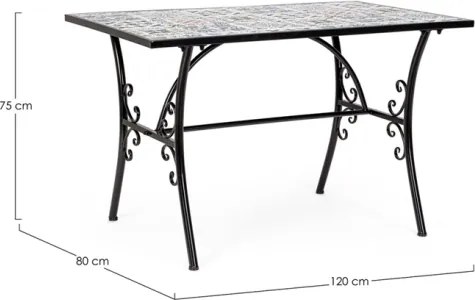 Set Bistrot Tavolo Mosaico 80x120 Cm Con 4 Sedie Pieghevoli Mykonos Bizzotto