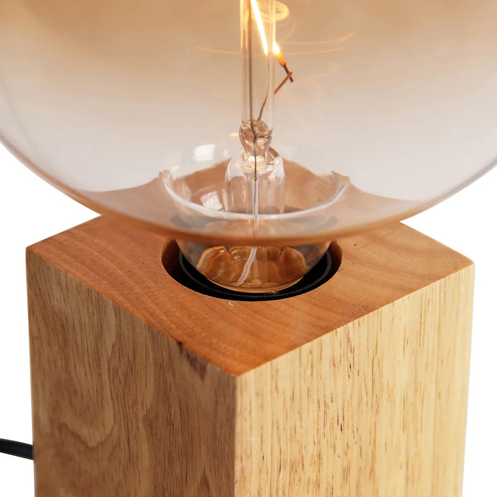 Lampada da tavolo rustica in legno naturale con LED G170 - Bloc