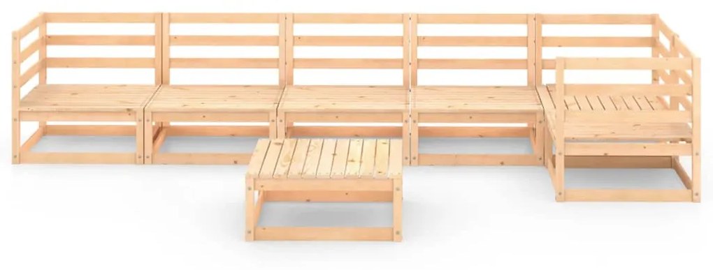 Set Divani da Giardino 7 pz in Legno Massello di Pino