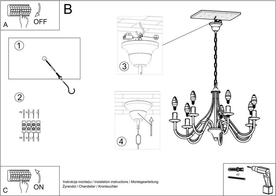 Lampada a sospensione nera 5 Fiorano - Sollux